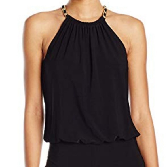 LAUNDRY by Shelli Segal Black Chain Neck Jumpsuit - Picture 6 of 16